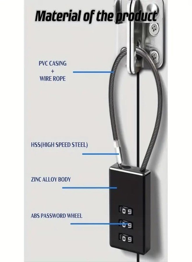 SHREESHANN Metal Wired Lock for Luggage,Travel 3 Digit Combination Heavy-Duty Flexible Steel Wire 3-Position Combination Lock with Steel Wire | Heavy Metal Lock Multicolor (Pack of 1) - Image 3
